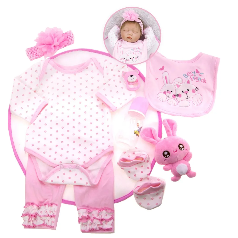 Handmade Babies Reborn Dolls 22'' 55 cm Cloth Body Stuffed Closed Eyes Newborn Toddler Doll Fashion Toy Kids Best Playmate Gifts