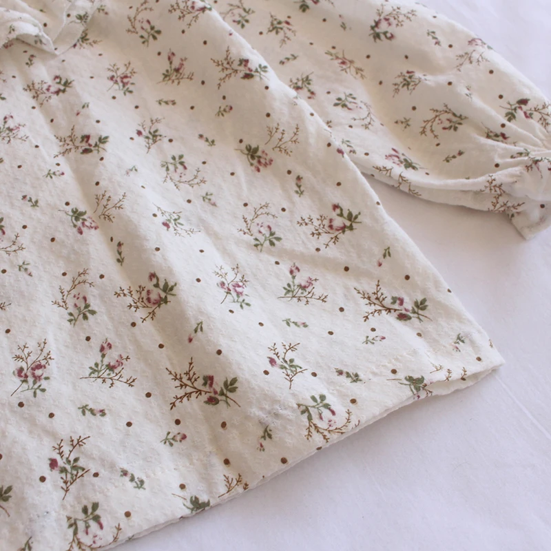Korean Style Baby Girls Floral Printed Blouses Spring Toddlers Children Tops Ruffles Collar Long Sleeve Kids Shirts