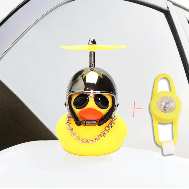 Small Yellow Bike Duck Bicycle bell Luminous Airscrew Helmet Duck Ducky Bicycle Wind Motor Riding Cycling Lights Horn Colorful B  light