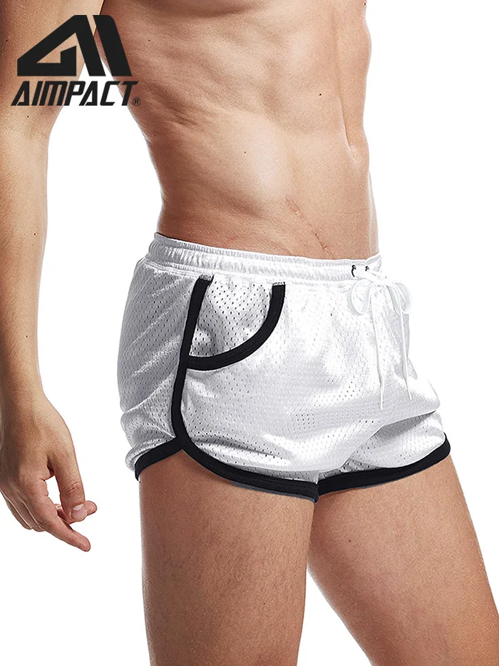 aimpact athletic polegada workout gym booty calções de banho sexy para homem maratona correndo pijamas