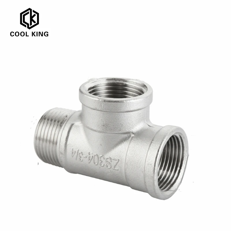 Hose Pipe Fitting Pipe Fitting Tee Adapter Water Pipe Fitting BSP Male+Female+Male Threaded 3 Way Tee T Pipe Fitting 1/4" 3/8&rdquo; 1/2" 3/4" 1" 2" Threaded SS304 Stainless Steel Multifunction
