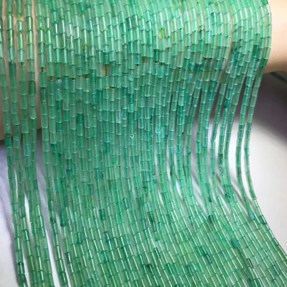 one strand green jade pillar 2*4mm for DIY jewelry making loose beads FPPJ wholesale beads nature gemstone