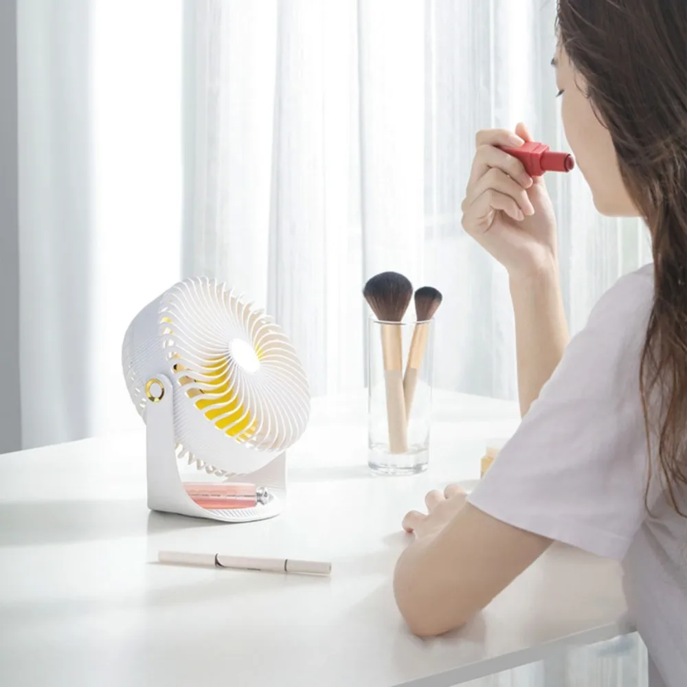  USB Rechargeable Mini USB Desk Fan with 2000mAh Battery with 3 Adjustable Speeds Strong Airflow Qui