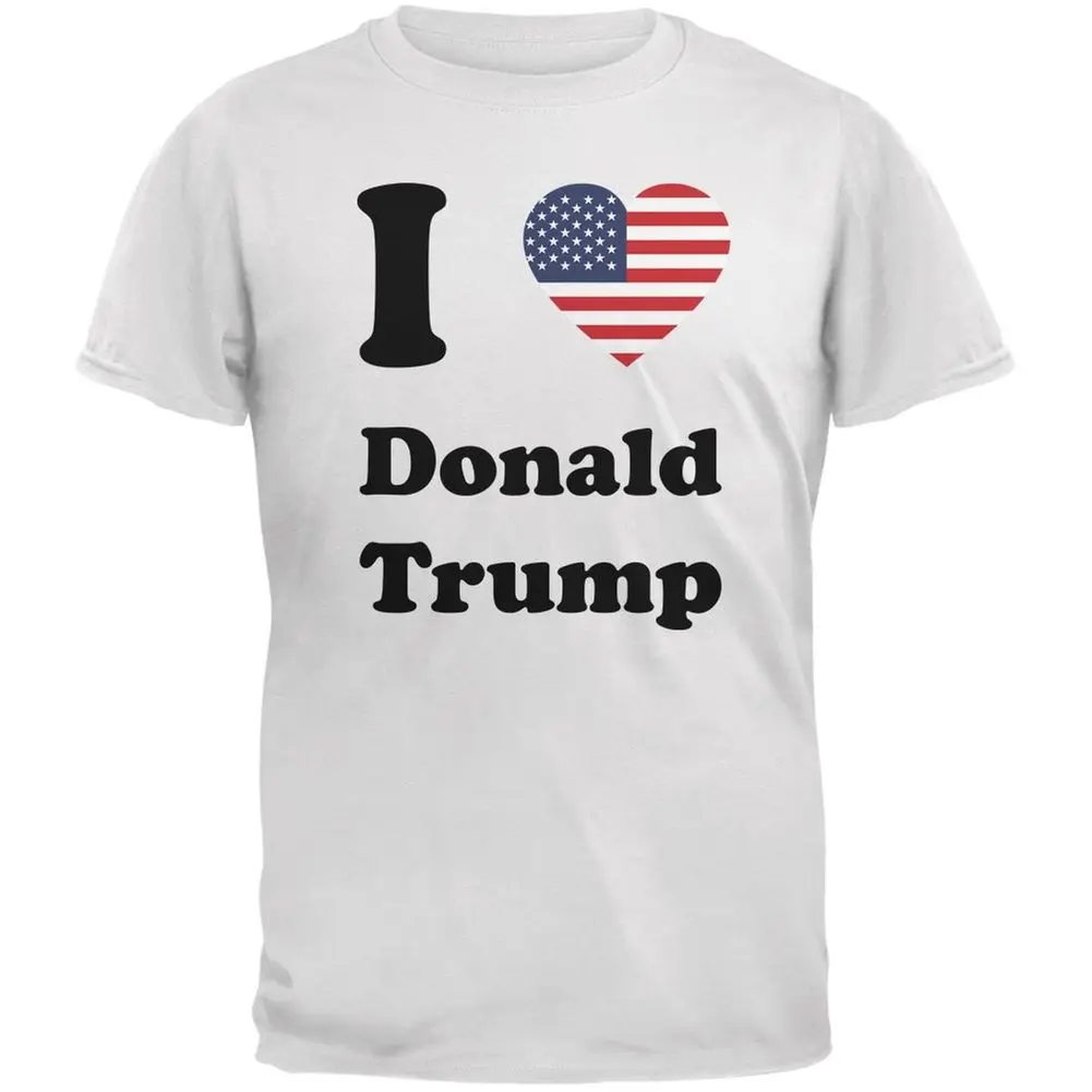 Election 2016 I Heart Donald Trump White Adult T-Shirt suit hat pink t-shirt RETRO VINTAGE Classic mens pride dark tops | Мужская одежда