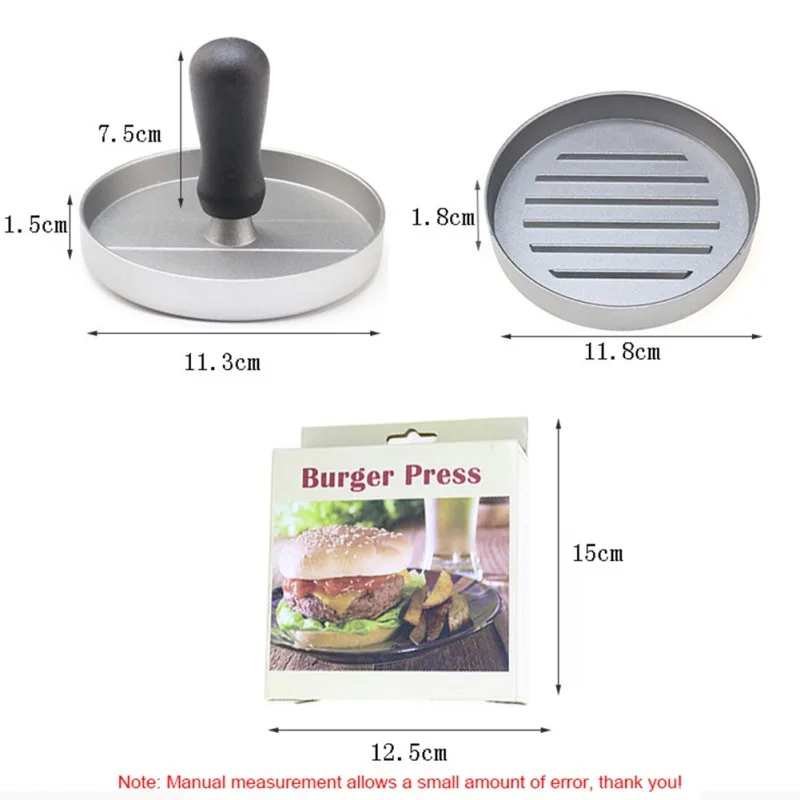 Кухонный инструмент Алюминиевый антипригарный гамбургер пресс устойчивость к истиранию деревянная ручка