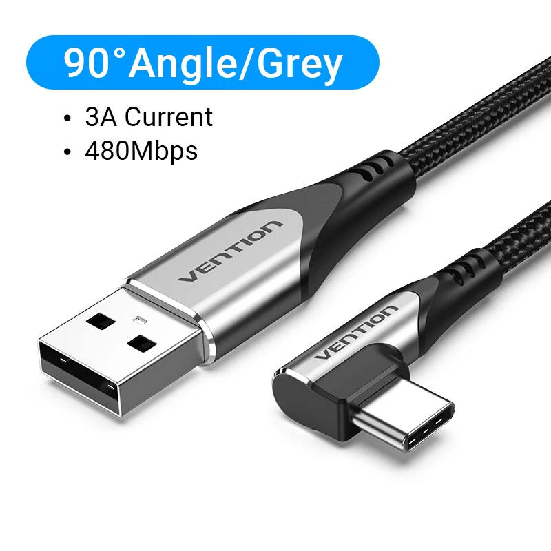 Vention USB Type C Cable 3A 90 Degree Charger Cable Fast Charge Game for Samsung S10 Xiaomi mi9 10 pro Phone USB C Cables Cord hdmi to phone Cables