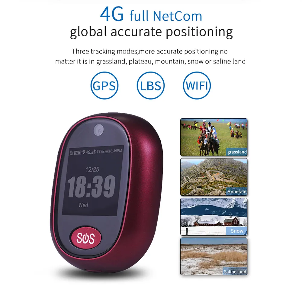 New Real 4G LTE Personal GPS Tracker Waterproof IP67 Smart Tracking Pendant Health Management Two-way Talk HD Camera Free APP