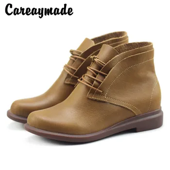 

Careaymade-New Spring,Genuine leather shoes,Pure handmade ankle boot,The retro art mori girl shoes, Fashion retro woman boots