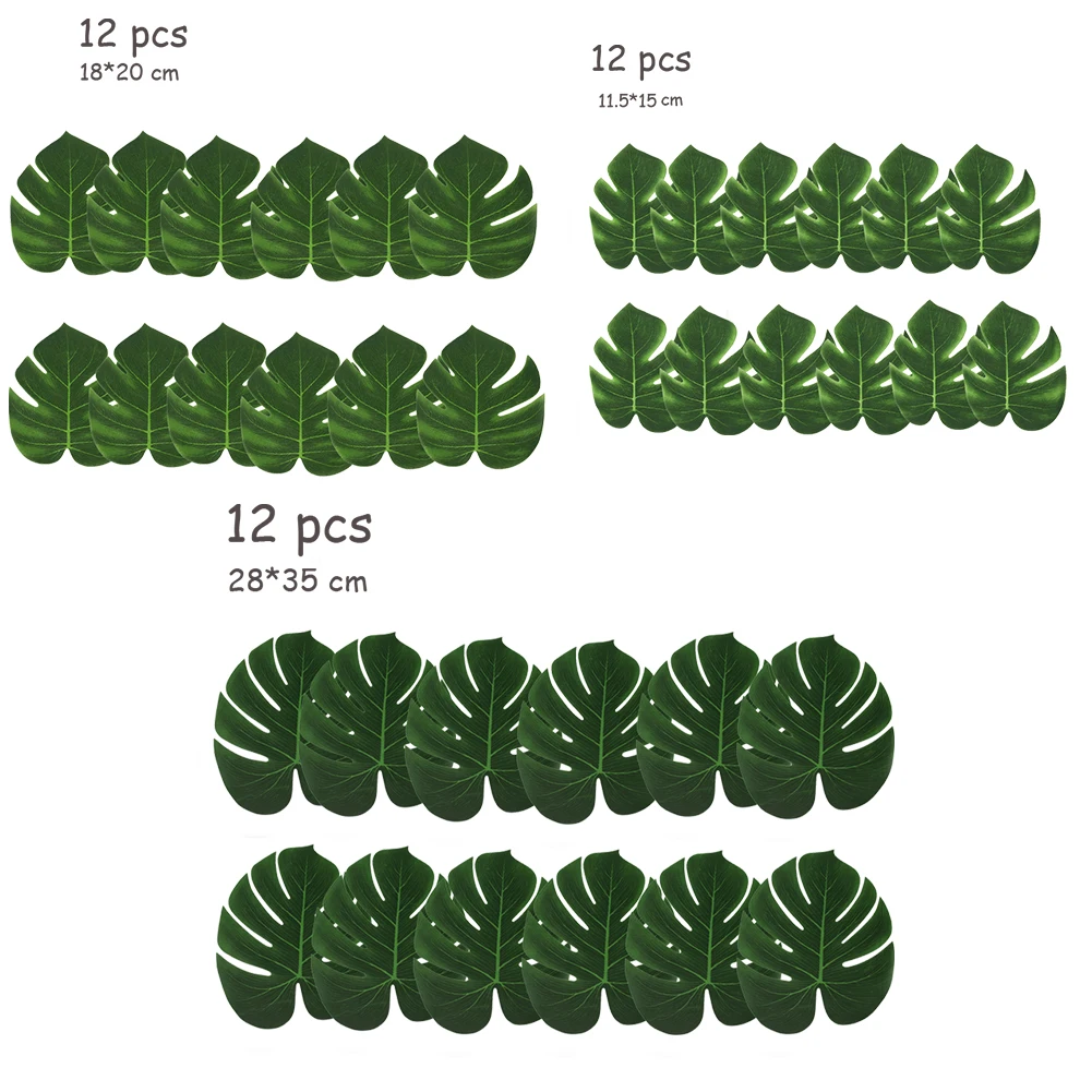 12pcs Artificial Tropical Palm Leaves Table Decor Hibiscus Flower Hawaiian Jungle Beach Theme Family Garden Wedding Home Party | Дом и сад