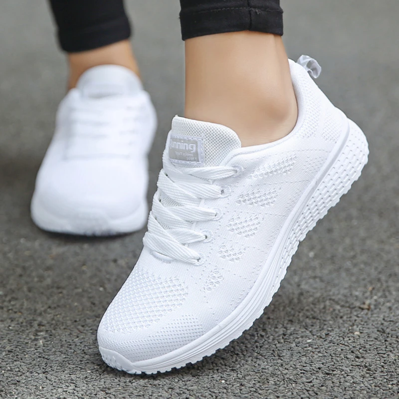 Zapatillas deportivas con cordones para mujer, Tenis femeninos a la moda,  ligeras, redondas, con tiras cruzadas, planas, para gimnasio al aire  libre|Zapatos de tenis| - AliExpress