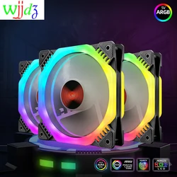 Ventilador de caja de ordenador con ajuste RGB LED, 12cm, silencioso, remoto IR, Enfriador de PC, Ventilador de chasis RGB, Ventilador de CPU