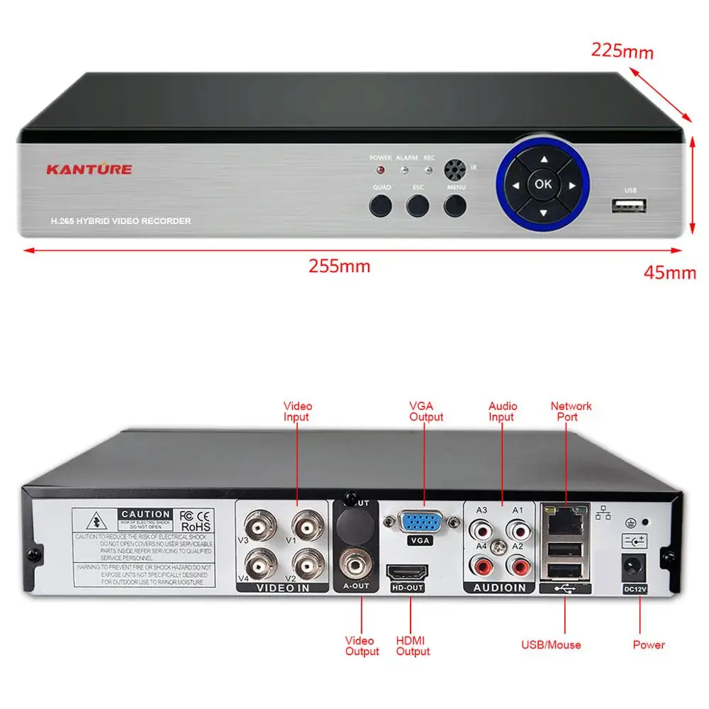 KANTURE h.265+ 8CH 5MP система видеонаблюдения 5MP камера безопасности Система IP66 Антивандальная Крытая уличная камера система ночного видения