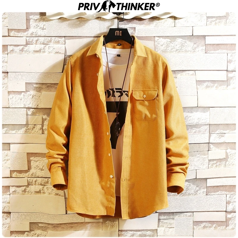 Privathinker Men Solid Loose 8 Colors Shirts Mens Collage Korean Shirt Male Autumn Fashion Clothes Streetwear Tops Oversize
