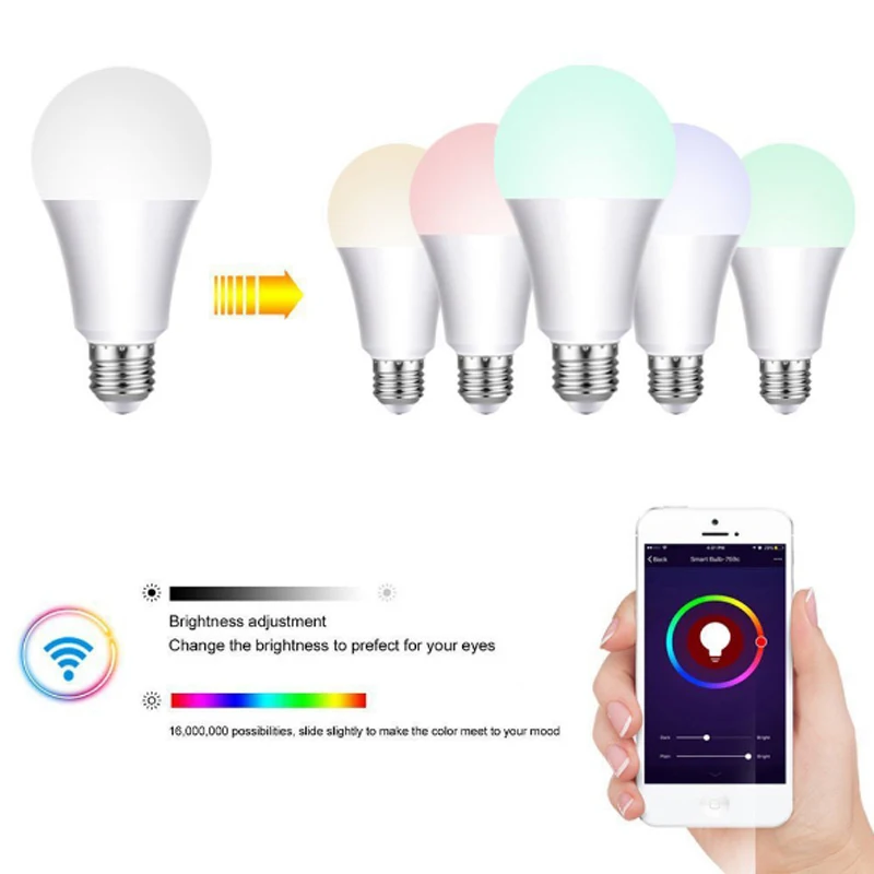Cena 12W RGB WiFi inteligentne żarówki led E26 E27 B22 głowica reflektora praca z zadziwieniem alexa echo Google Home voice inteligentny pilot żarówka