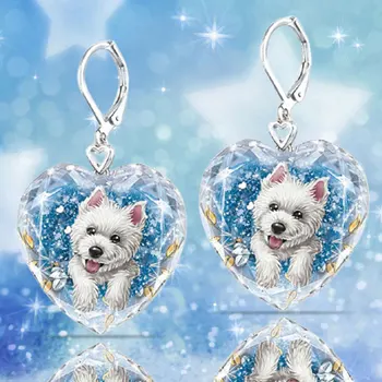  Dog Heart Crystal  Earrings 3