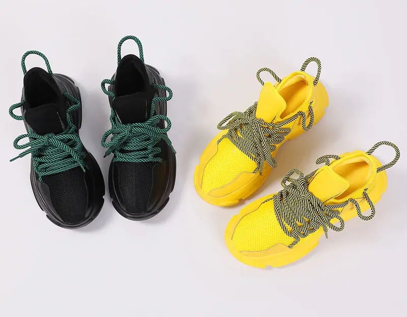 Желтые кроссовки на платформе; высокие массивные кроссовки; женская обувь на высоком каблуке; кроссовки на платформе; повседневная женская обувь; Цвет зеленый; chaussures femme