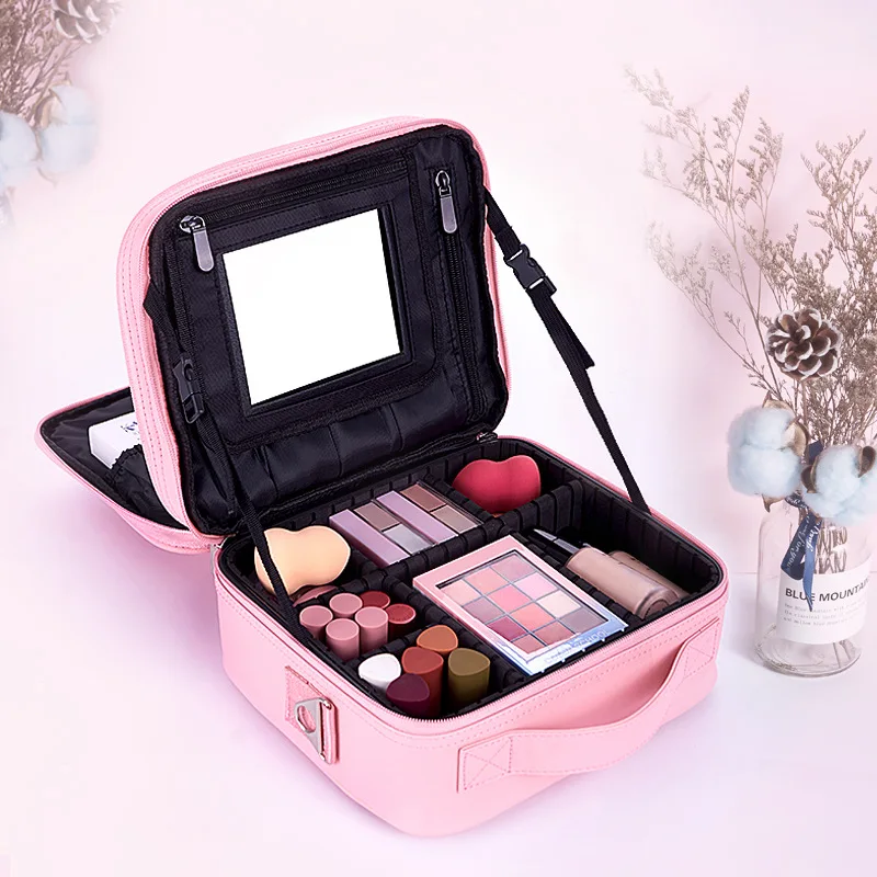 

Korean-style Multi-functional Mini Travel Storage Cosmetic Bag Pu Waterproof Profession Portable Partition Portable Cosmetic Cas