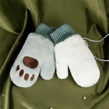 

winter warm thicken student gloves bear footprint gloves