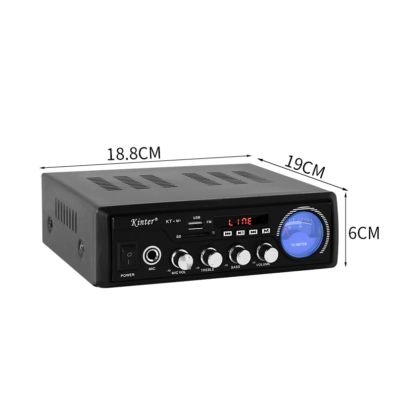 Kinter M1 MP3 bluetooth усилитель аудио 2 канала tda7266 с SD USB ввод FM Радио мощность vu метр усилители для динамиков