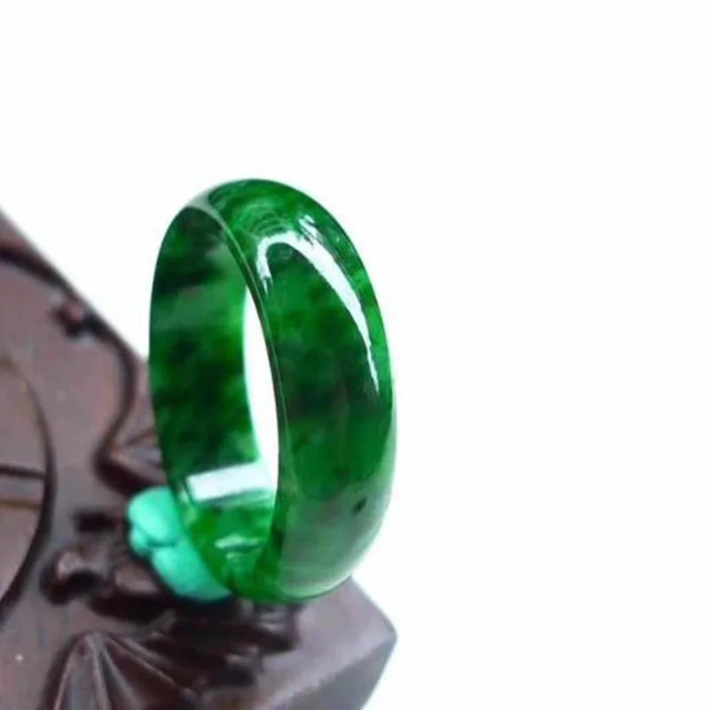 Нефритовое кольцо, натуральный бирманский жадеит, ювелирное изделие, хорошее ювелирное изделие, сухоцветное зеленое кольцо на палец, изумруд, мужское и женское кольцо
