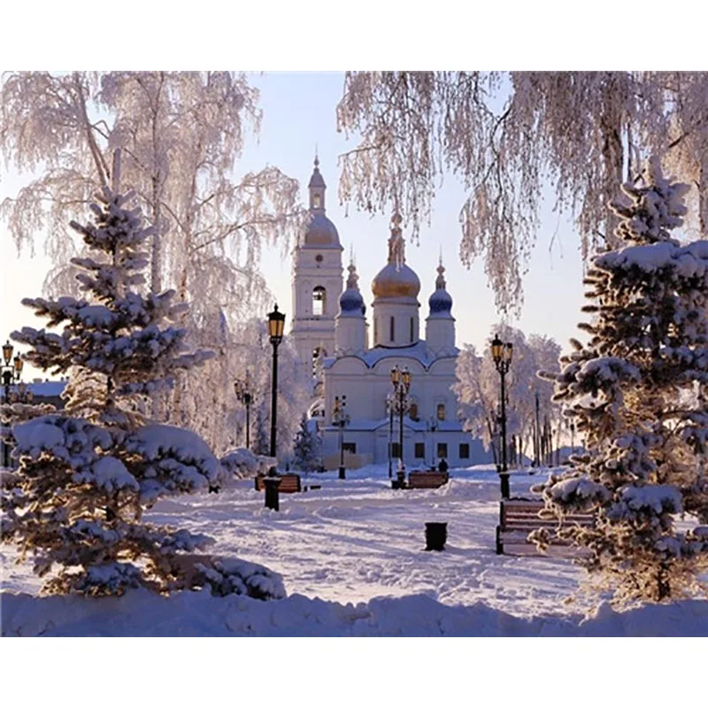 painting by numbers1 Зимние scenepainting по номерам краски по номеру для взрослых DIY Раскраска по номерам картина маслом пронумерованные номер картины - Цвет: painting by numbers1