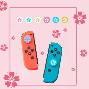 

Cute Cherry Blossoms Thumb Grip Caps Silicone Rocker Caps JoyCon Joystick Cover Shell 3D Flower Button Cap For Nintendo Switch