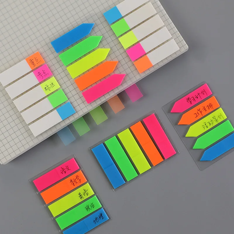 Fluorescence Colour Self Adhesive Memo Pad Sticky Notes Bookmark Sticker Paper for Kids Office School Stationery Supplies | Канцтовары