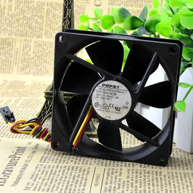 TYP3412N/2 M 12V 1.6A 9225 9 см 3 провода защиты электродвигателя Вентилятор охлаждения