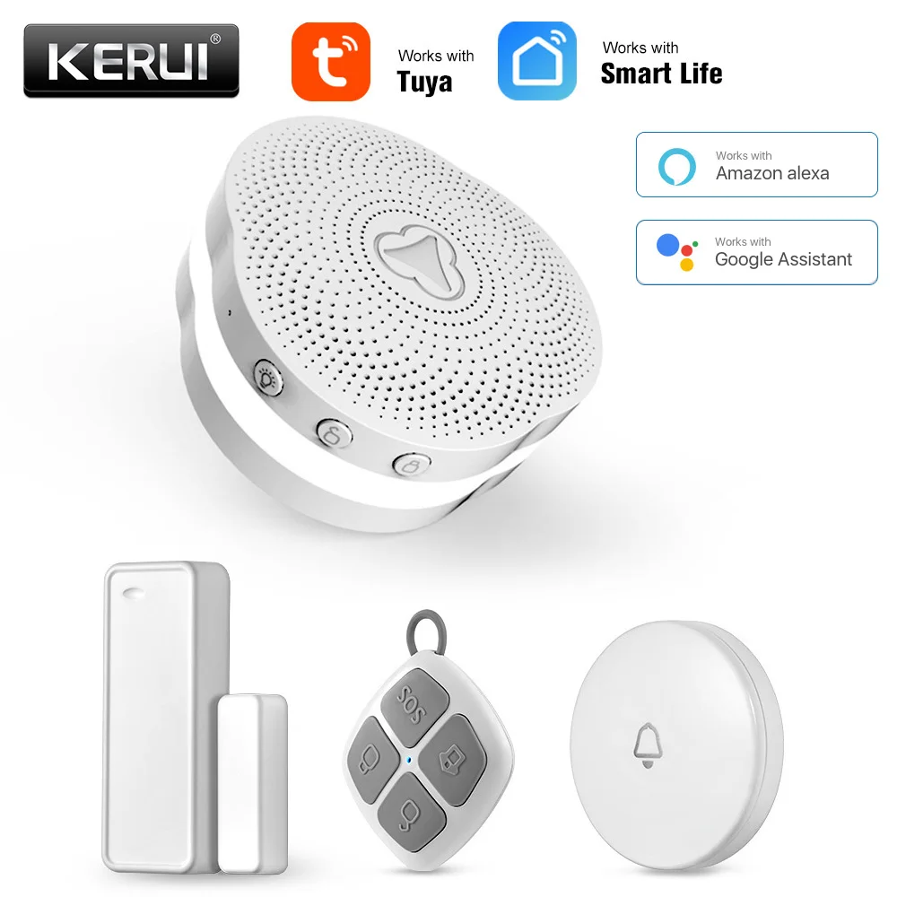 KERUI Tuya Wi Fi многофункциональная система охранной сигнализации работает с Google