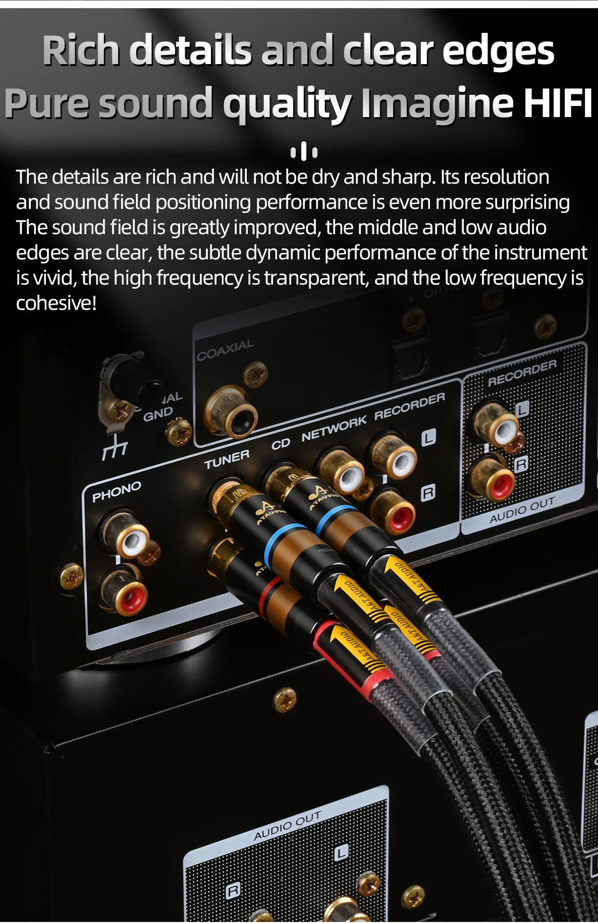 Ein Paar HIFI RCA-Kabel HiFi Hauptkern Unabhängig Abgeschirmtes RCA-zu-RCA-Audiokabel 6N OFC-Audiokabel – Detail 6