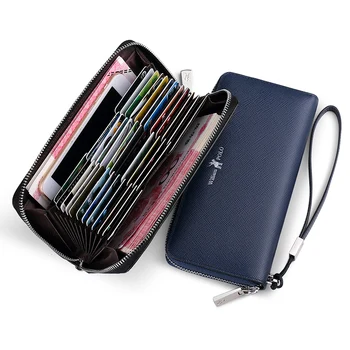 

WILLIAMPOLO Long Wallet Men RFID New Fashion Man Wallets Non-scratch Leather Multi-function Card Slots Slim Business