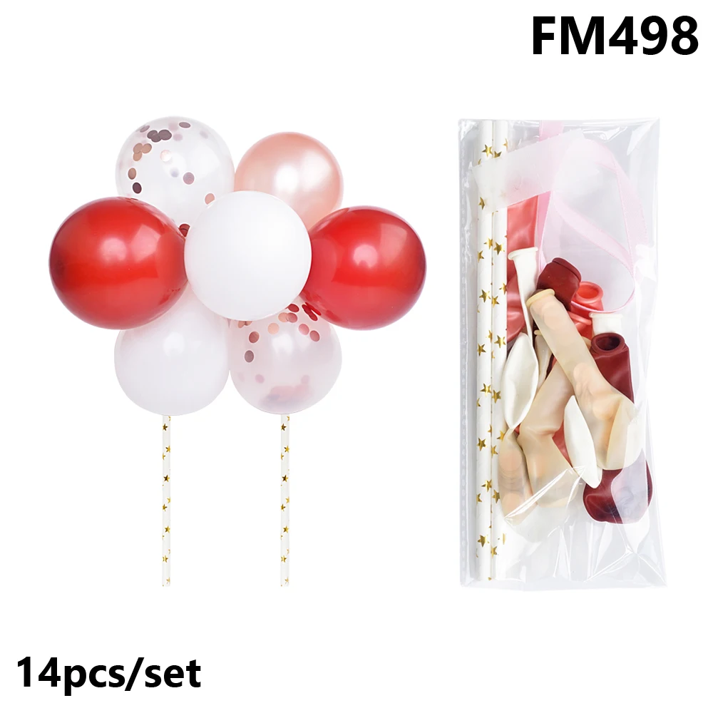 FM498 14 шт./компл. 5 дюймов воздушные шары торт Топпер День Рождения украшения Дети шар цвета розового золота Caketopper Baby Shower Свадьба Decora - Цвет: FM498