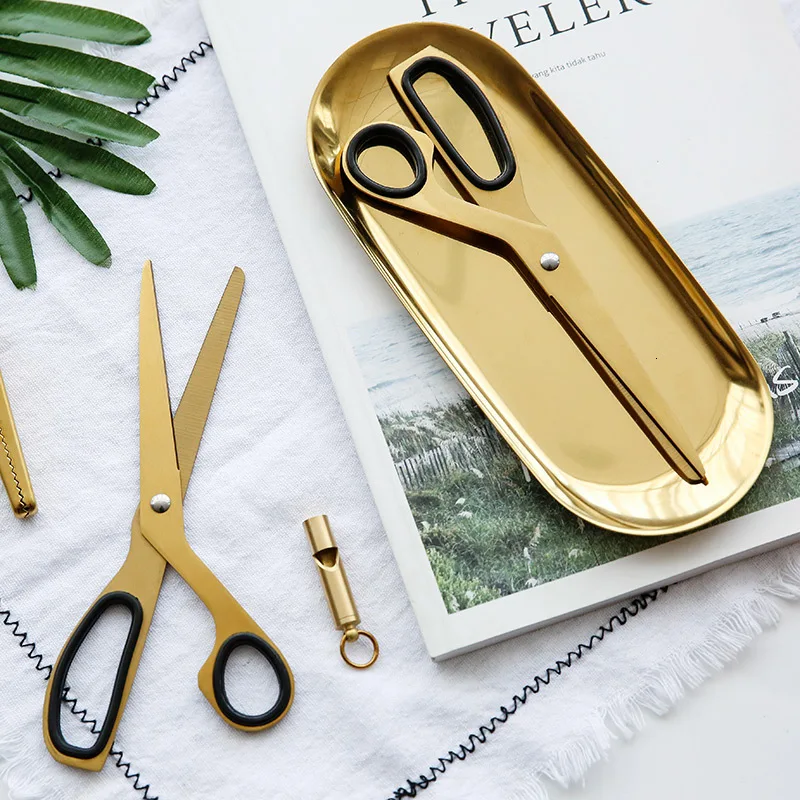 

Golden Scissors Household Cutting Tools Office Ribbon-cutting Scissors Asymmetry Fabric Dressmaking Cutter Tailor Shear 1pc
