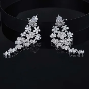 

MeibaPJ Shining Flowers 925 Sterling Silver 5A Micro Cubic Zirconia Floral Fine Earrings Luxury Brand Jewelry for Women