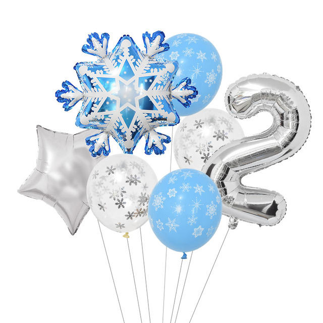 Set Snowflake Number Foil Balloons Confetti Latex Balloon Winter Kids Birthday Party Decoration Elsa Frozen Party Supplies