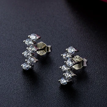 

Luxury Female Small Lab Diamond Stud Earrings 100% Real Solid 925 Sterling Silver Earrings For Women Boho Love Wedding Earrings