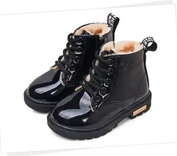 

KIDS SHOES Rubber Boots Children Patent Leather Botas Boys Girls Waterproof Plush Snow Boots Toddler Sneakers Boots