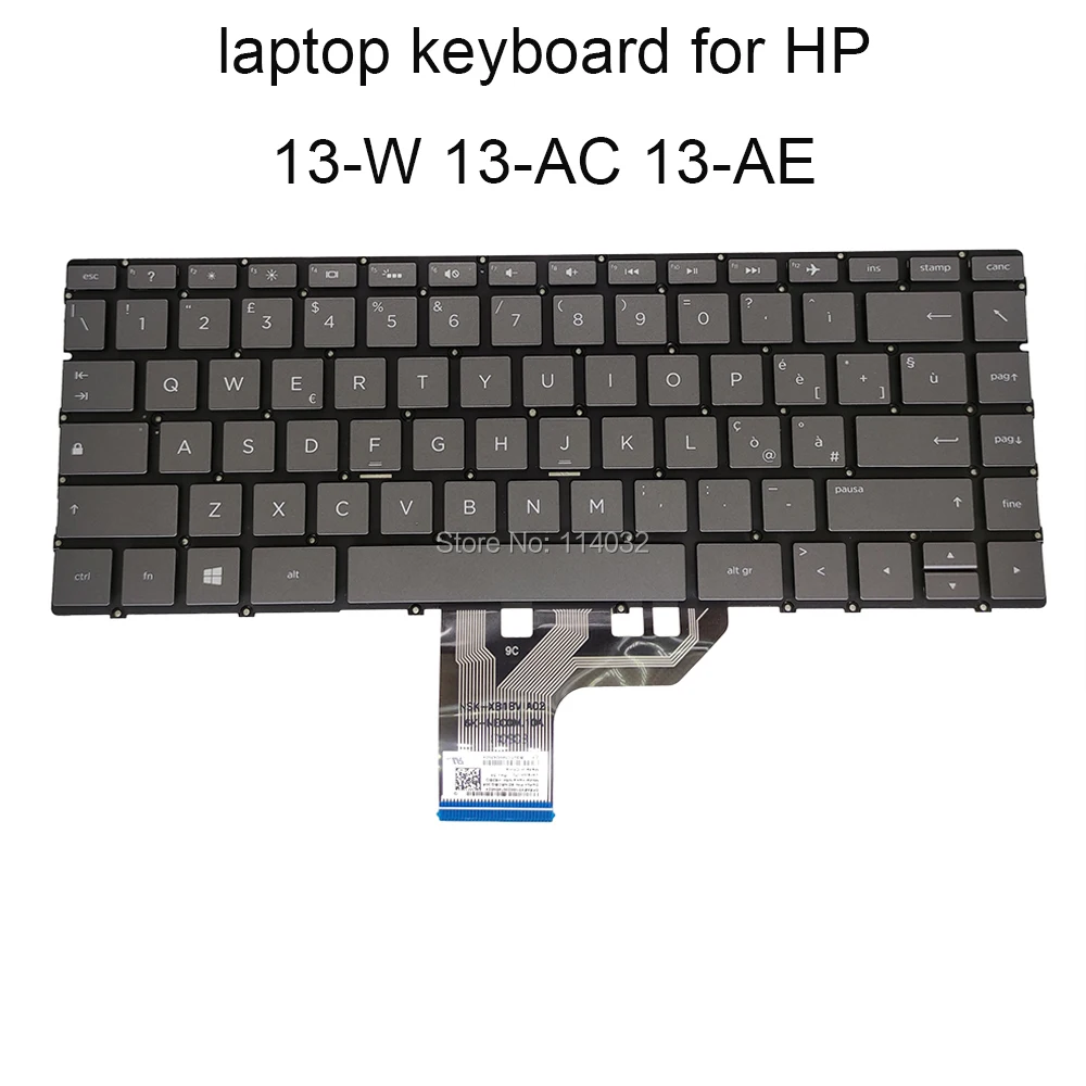 Teclado Retroiluminado para Laptop para hp Spectre Eua Inglês it Italiano hp Spectre X360 13w 13-aw Ae000 13-w030 W010 13-ad000 13-ad 9z.necbq.20e