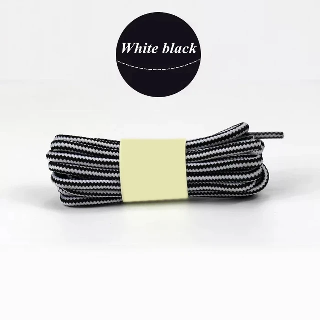 1 Pair 18 Colors Striped Double Color Shoe laces Round Outdoor Sneakers Shoelaces Cotton Boots Shoelace 70CM 90CM 120CM 150CM White black