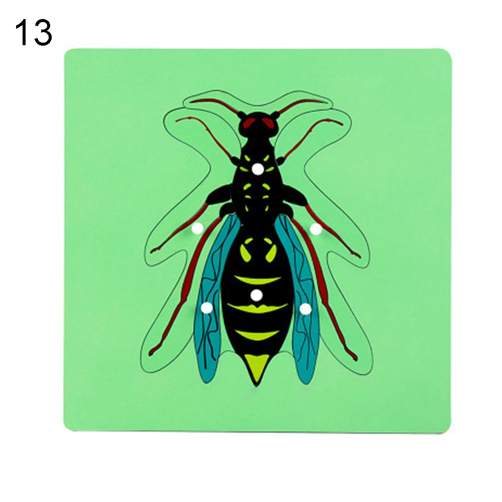 Цветок насекомое головоломка деревянная панель головоломка развивающая игрушка Обучающие приспособления для обучения детей воображение