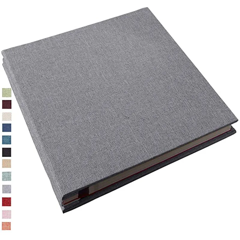

16-inch 20 Pages Self Adhesive Photo Album DIY Scrapbook Rustic Linen Cloth Cover Personalise Album for Wedding Memory Album
