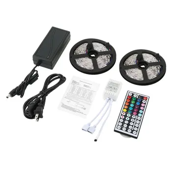 

Led Strip 10 Meters With 44-Key Infrared Remote Control 12 Volt Power Supply Flexible Color Change 5050 Rgb 600 Led Strip Set