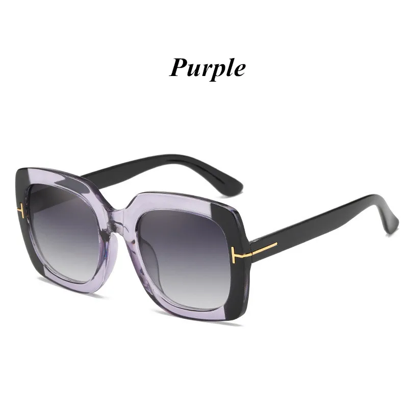 Classic Vintage Plastic Square Sunglasses Fashion Brand Design Women Travel Sunglasses Luxury Men Driving Sunglasses - Цвет линз: Purple