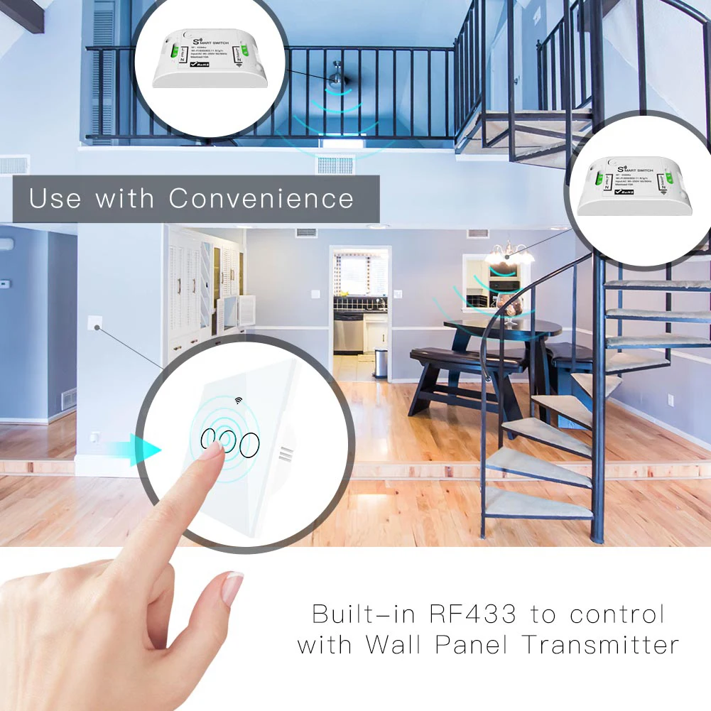 Single Fire WiFi Smart Wall Switch No Neutral Wire Needed Wireless Smart Life Tuya Remote Control W - 4000155341437