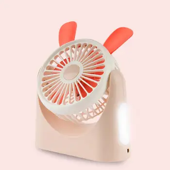

Pocket Fan Table Fan Air Cooler ABS+TPE Mini Portable Cute with Light Outdoor Gift USB Rechargeable Desktop