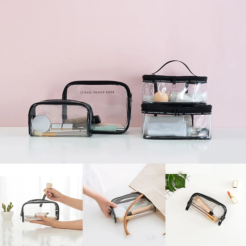 PVC Clear Toiletries Bag Waterproof Toiletry Wash Bag Makeup Storage For Cosmetic Travel Accessories Business Bathroom Organizer