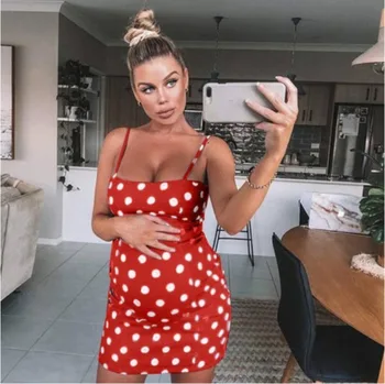 

Women's Off Shoulder Bodycon Slim Ribbed Short Plus Dot Polyester Dress