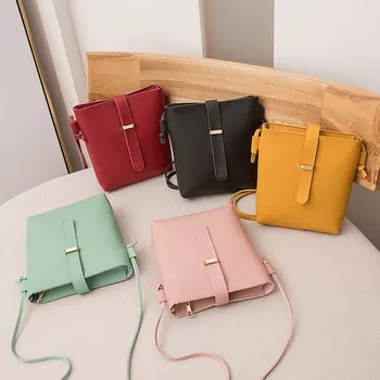 

2019 Hot Sale Women Simple Fashion Solid Color Bucket Bag bolso mujer Strap Messenger Shoulder Bag bolsas Mobile Phone Bag #C10