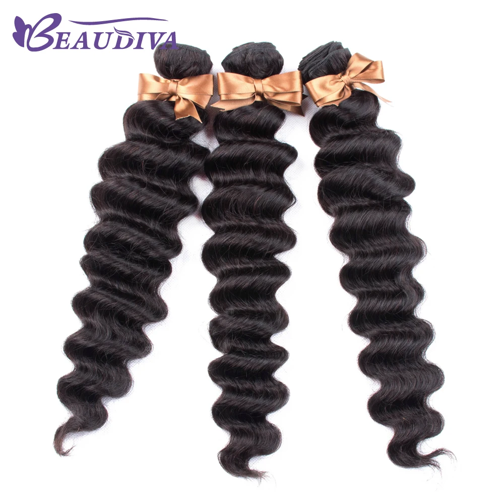 

Deep Wave Bundles Deal Malaysian Remy Human Hair Weave Bundles Extensions Natural Black Color Curly Hair For Women