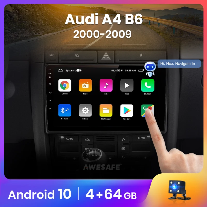 AWESAFE Голосовое управление PX9 utoradio для Audi A4 B6 радио 2000 - 2009 S4 RS4 2006 2008 мультимедийный